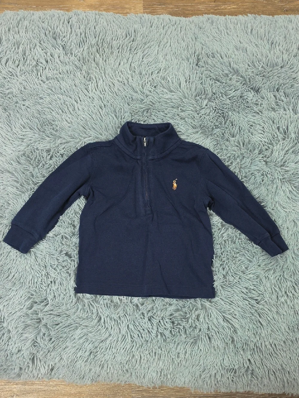 Ralph Lauren Navy Half-Zip Kids Pullover with Gold Pony